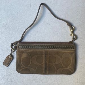 Coach Suede Wristlet with Bead Embellishment